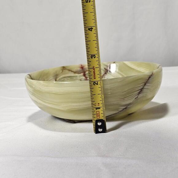 Vintage Natural Banded Onyx 6 Inch Stone Candy Dish Or Bowl - Picture 5 of 7